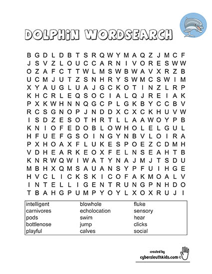 dolphin printable wordsearch