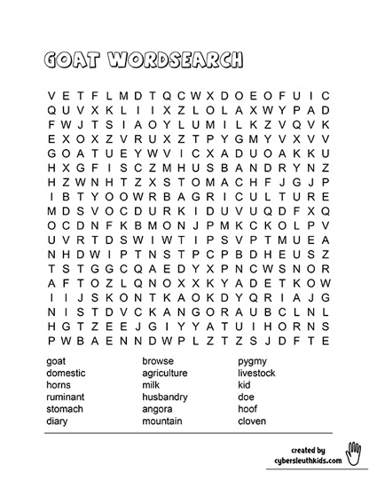 goat printable wordsearch